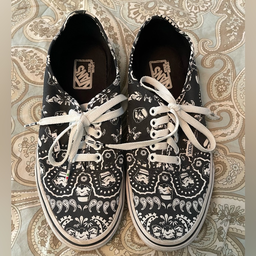 Vans Black and White Paisley Sneakers